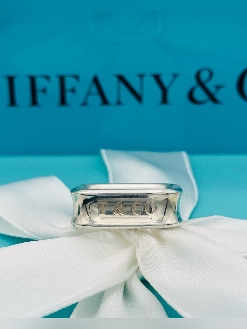 Tiffany and Co. unisex square sterling silver ring size 9.5 - Picture 8 of 10